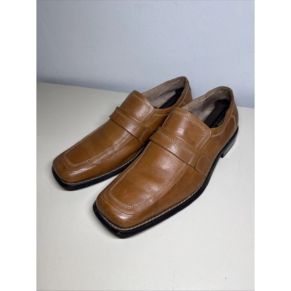 Fratelli Select Mens Leather Dress Shoes Brown Square Toe Loafers Size 13 M
